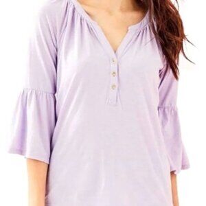 Lilly Pulitzer Teigen Light Lilac Verbena Etta mid sleeve Top Sz S